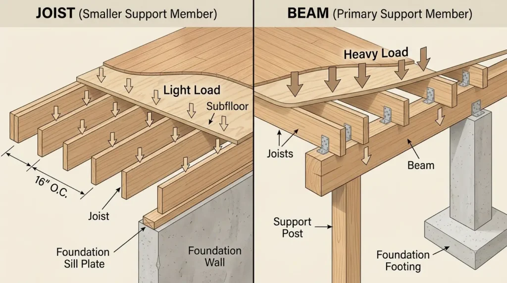 difference between joist and beam 2