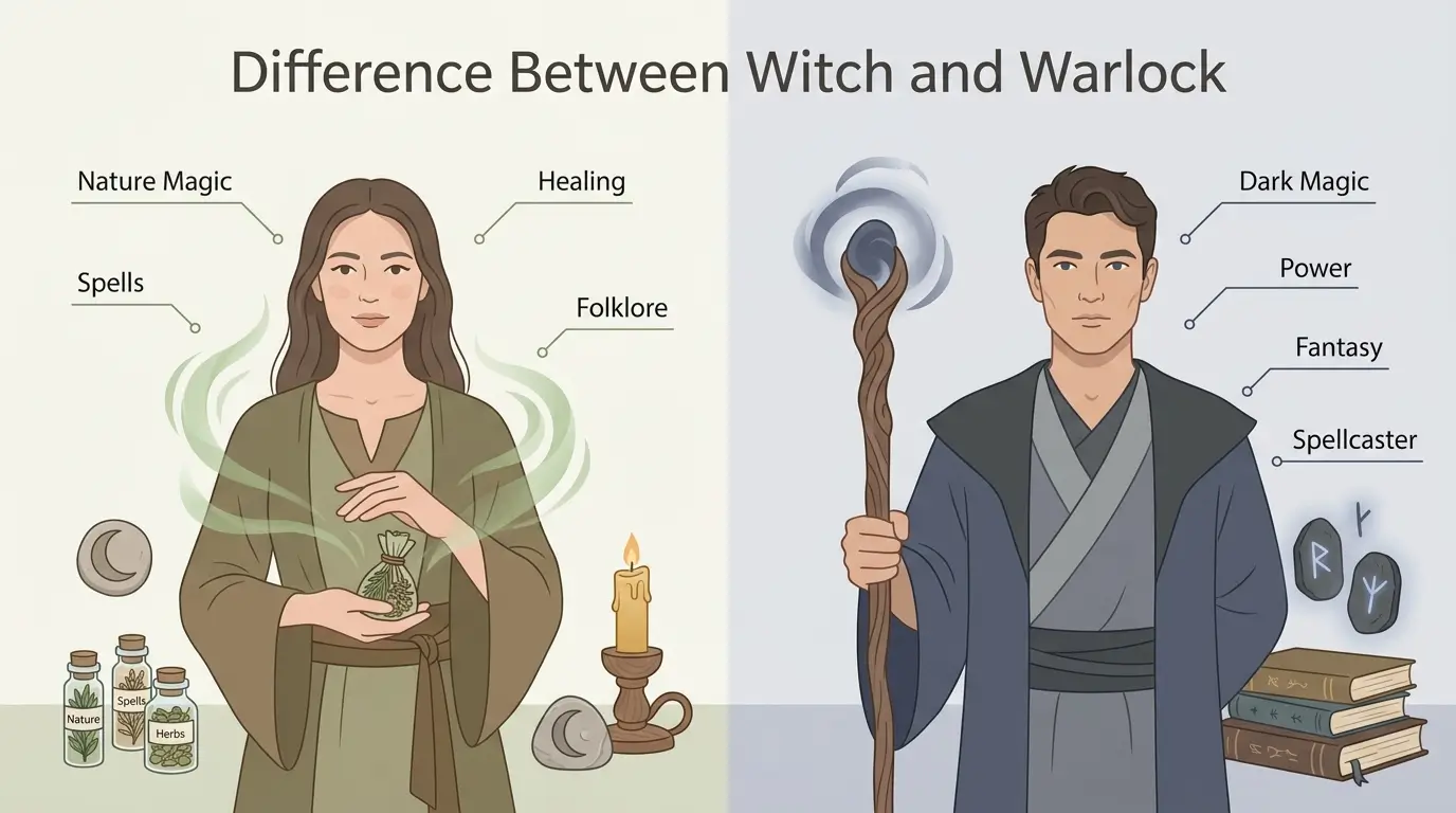 difference between witch and warlock